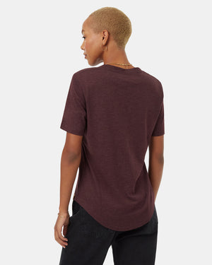 Burgundy-V-Neck-Short-Sleeve-T-Shirt