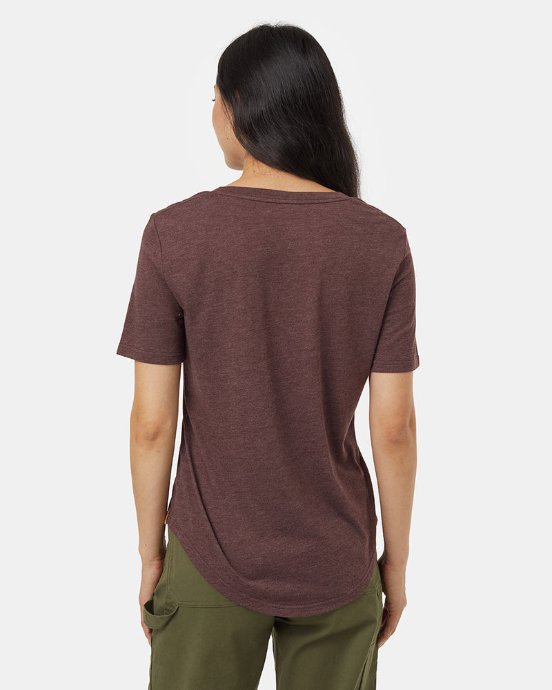 Burgundy-V-Neck-Short-Sleeve-T-Shirt