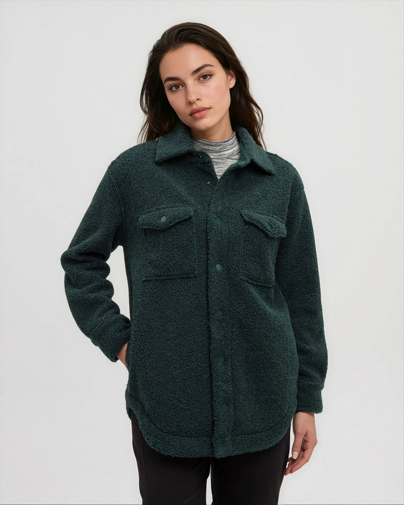 Green-Boucle-Oversized-Fit-Fleece-Jacket