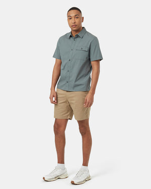 Green-Collared-Shortsleeve-Button-Up-Shirt