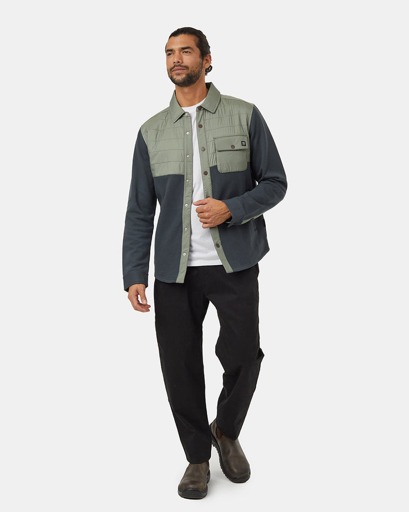 Green-Color-Block-Fleece-Shirt-Jacket