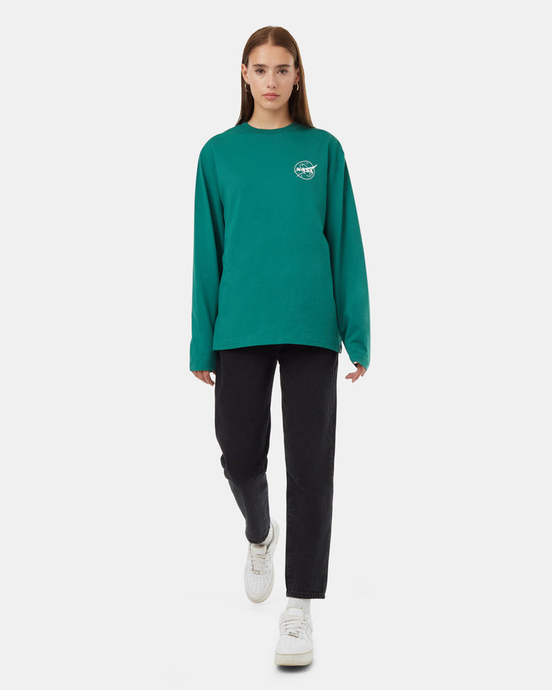 Green-Crew-Neck-Graphic-Longsleeve-T-Shirt-Ungendered