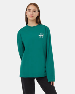 Green-Crew-Neck-Graphic-Longsleeve-T-Shirt-Ungendered