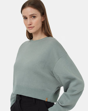 Green-Crew-Neck-Oversized-Cropped-Sweatshirt