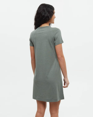 Green-Crew-Neck-Shortsleeve-Dress