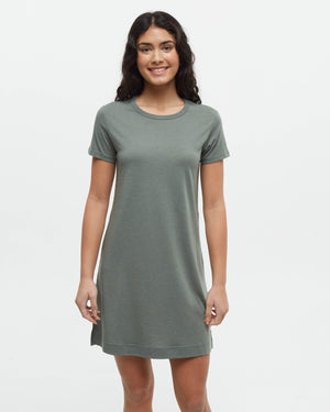 Green-Crew-Neck-Shortsleeve-Dress