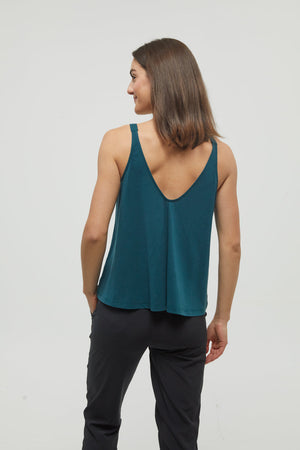 Green-Double-V-Neck-Relaxed-Fit-Tank-Top