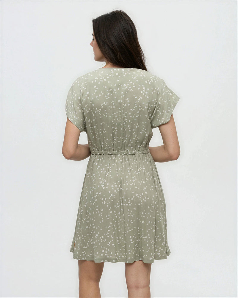 Green-EcoWoven-Crepe-Wrap-Front-Dress