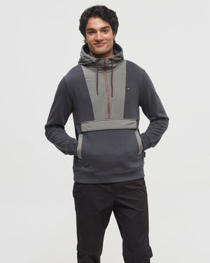 Green-Half-Zip-Regular-Fit-Fleece-Hoodie