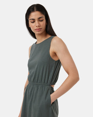 Green-Keyhole-Back-Cutout-Dress