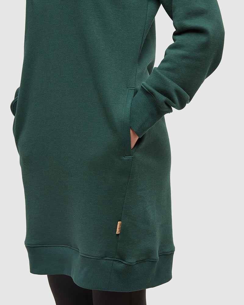 Green-Relax-Treefleece-Mock-Neck-Zip-Dress
