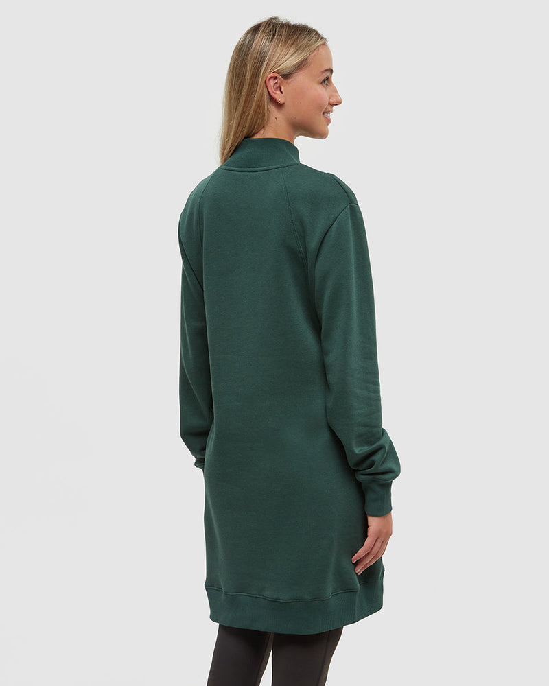 Green-Relax-Treefleece-Mock-Neck-Zip-Dress