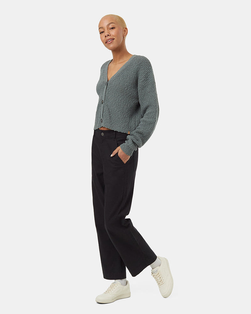 Green-Relaxed-Drop-Shoulder-Cardigan-Sweater