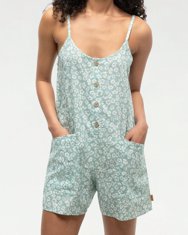 Green-Relaxed-Fit-Button-Front-A-Line-Romper