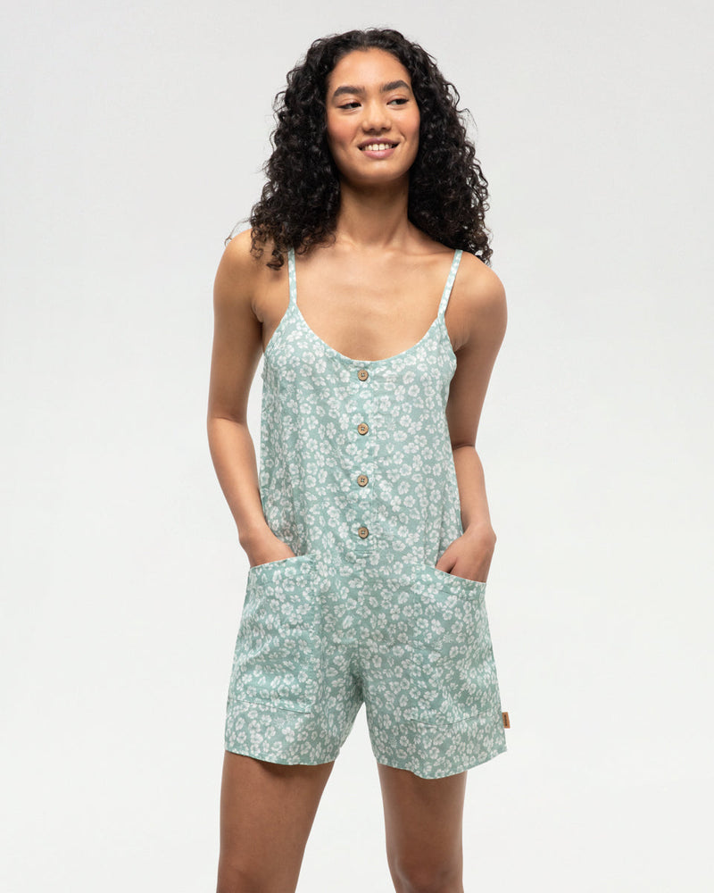 Green-Relaxed-Fit-Button-Front-A-Line-Romper