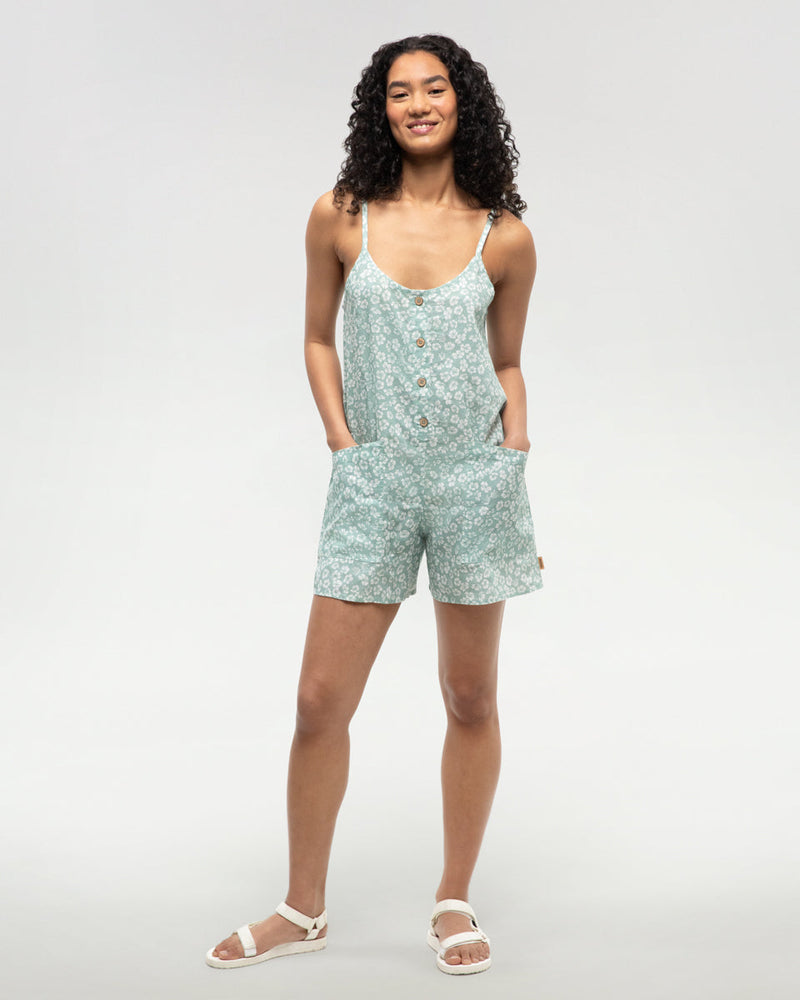 Green-Relaxed-Fit-Button-Front-A-Line-Romper