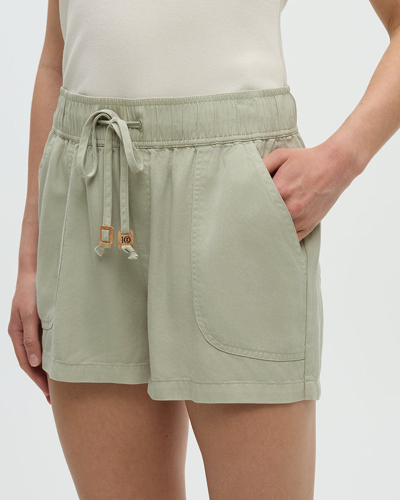 Green-Tencel-Twill-Mid-Rise-Pull-On-Short