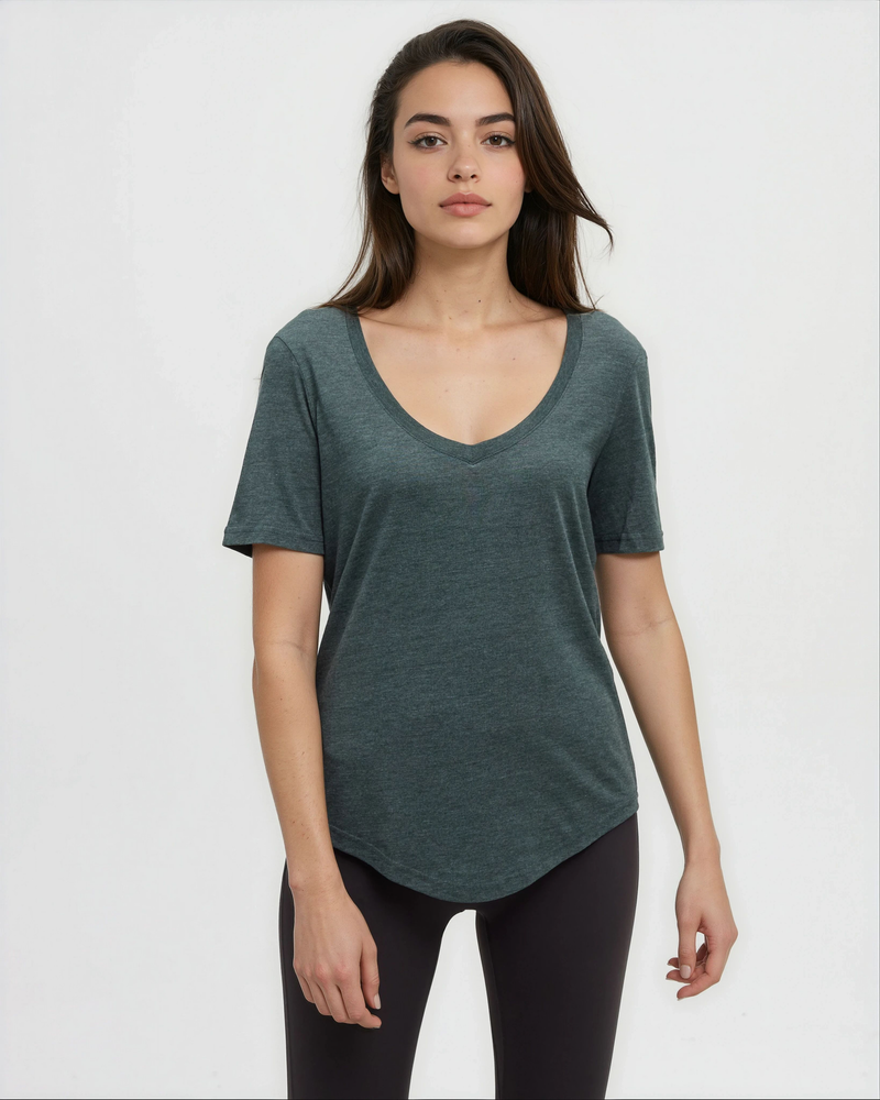Green-TreeBlend-V-Neck-T-Shirt