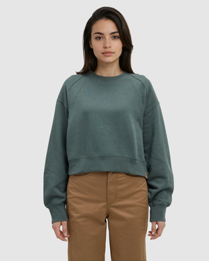 Green-TreeFleece-Oversized-Cropped-Crew *Model is 5'8", wearing size S