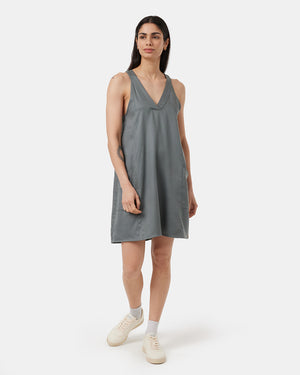 Green-V-Neck-Racer-Back-Knee-Length-Dress