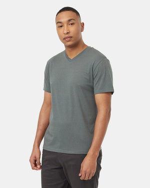 Green-V-Neck-Short-Sleeve-T-Shirt