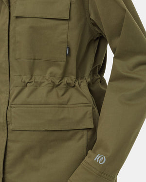 Green-Water-Repellent-Mock-Collar-Zip-Up-Jacket