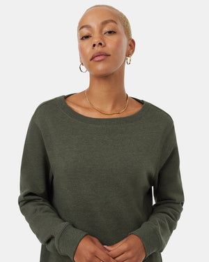 Green-Womens-Crew-Neck-Sweater-Dress