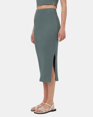 Green-Womens-High-Rise-Midi-Skirt