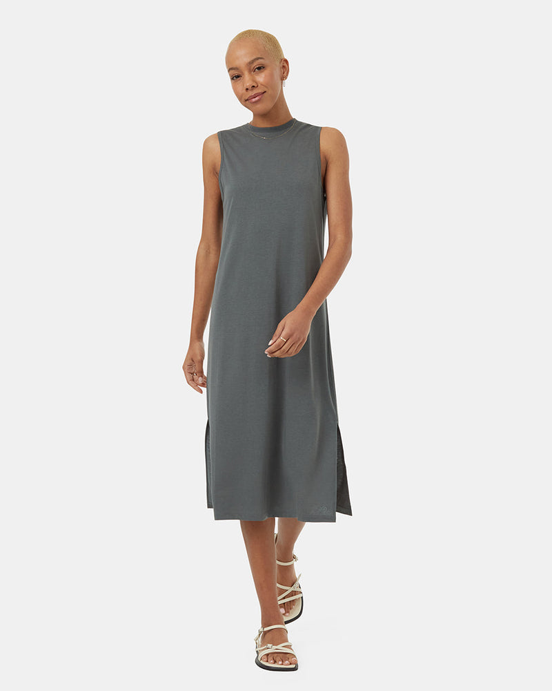 Green-Womens-Mid-Length-Slit-Dress