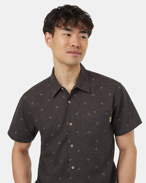 Grey-Collared-Patterned-Shortsleeve-Button-Up-Shirt