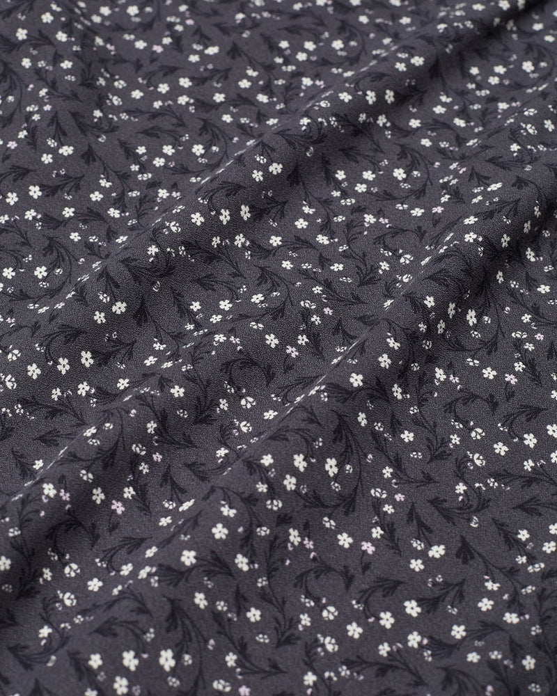 Grey-Knee-Length-V-Neck-Patterned-Wrap-Dress