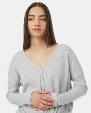 Grey-V-Neck-Long-Sleeve-Tie-Front-Top