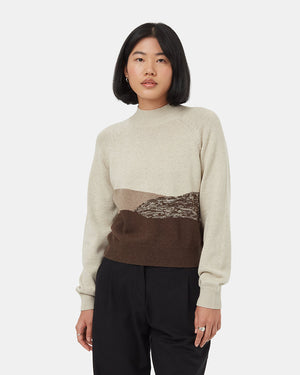 Oatmeal-Brown-Organic-Cotton-Jacquard-Sweater