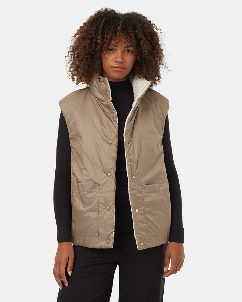 Oatmeal-Brown-Reversible-Water-Repellent-Oversized-Fit-Vest