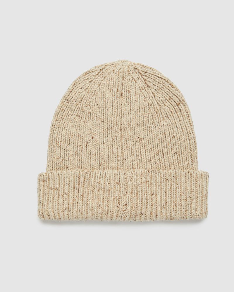 Oatmeal-Fleck-Yarn-Single-Folded-Ribbed-Beanie