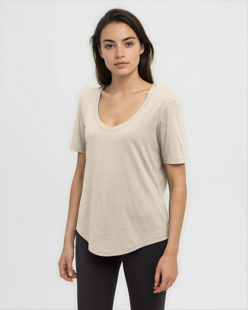 Oatmeal-TreeBlend-V-Neck-T-Shirt