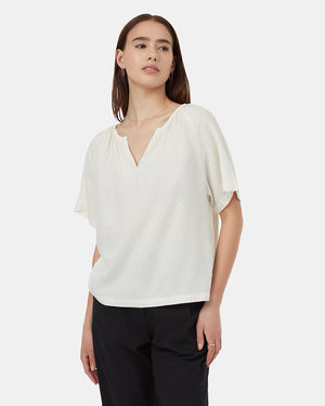 Oatmeal-V-Neck-Oversized-Raglan-Sleeve-Shirt