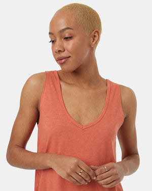 Orange-Double-V-Neck-Regular-Fit-Tank-Top