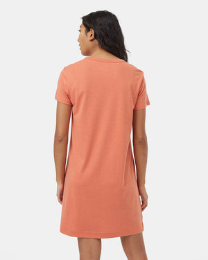 Orange-Knee-Length-Slitted-T-Shirt-Dress