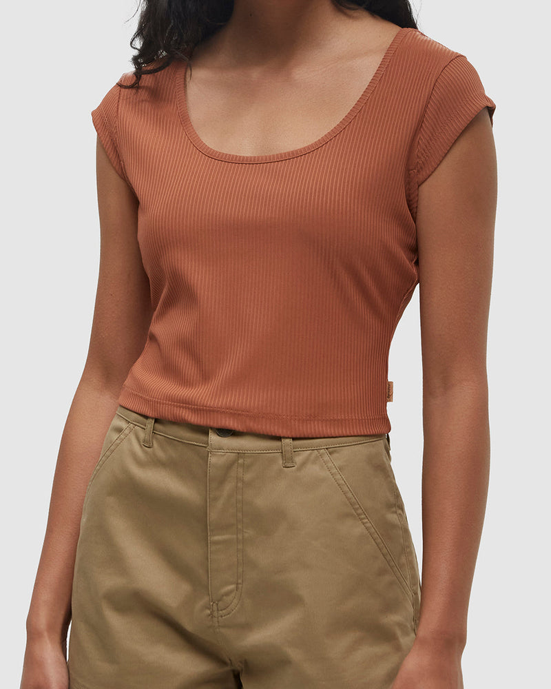 Orange-Quick-dry-Slim-Fit-Crop-T-Shirt