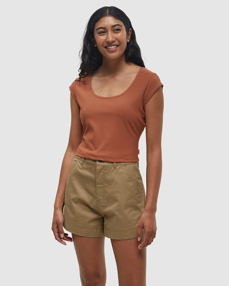 Orange-Quick-dry-Slim-Fit-Crop-T-Shirt