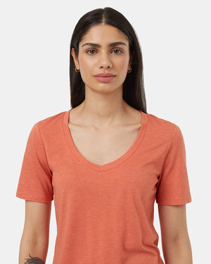 Orange-V-Neck-Short-Sleeve-T-Shirt