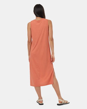 Orange-Womens-Mid-Length-Slit-Dress