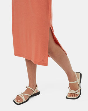 Orange-Womens-Mid-Length-Slit-Dress