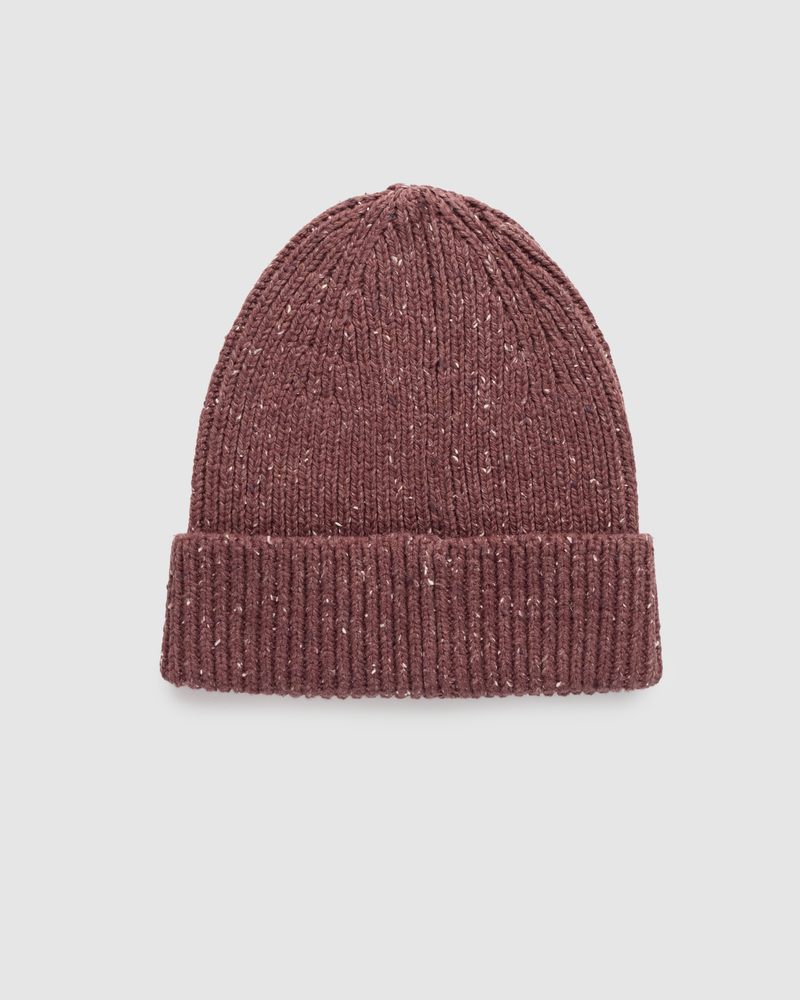 Purple-Fleck-Yarn-Single-Folded-Ribbed-Beanie