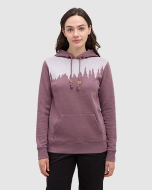 Purple-Heather-Fleece-Longsleeve-Hoodie *Model is 5'9", wearing size S
