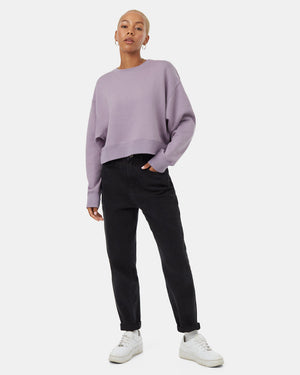 Purple-Organic-Cotton-Crew-Neck-Oversized-Cropped-Sweatshirt