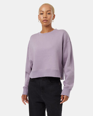 Purple-Organic-Cotton-Crew-Neck-Oversized-Cropped-Sweatshirt