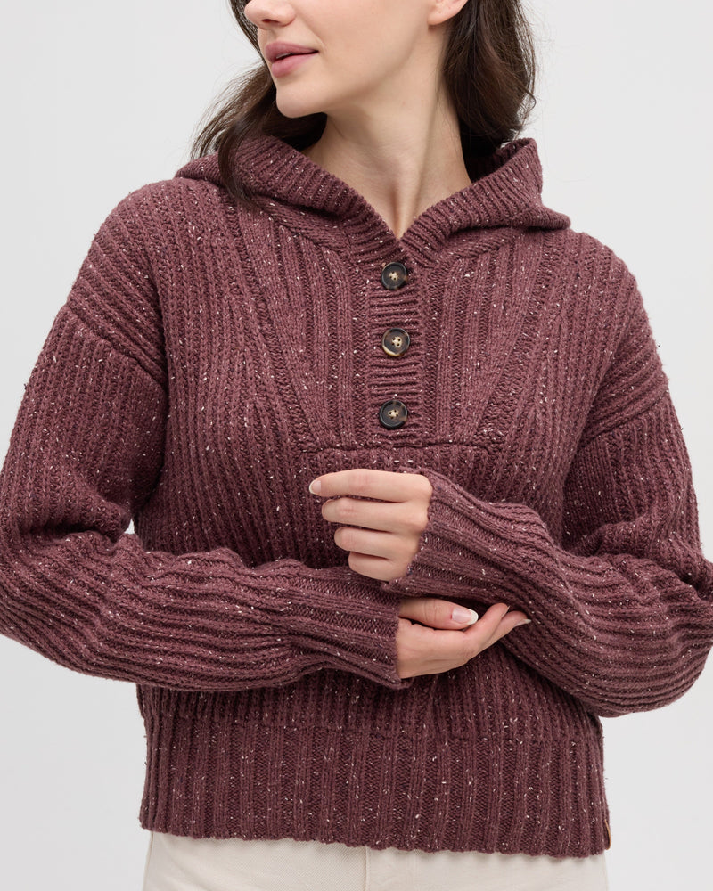 Purple-Women_s-Hooded-Open-Stitch-Sweater