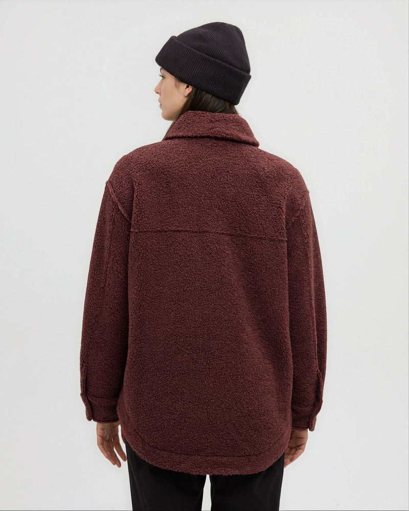 Red-Boucle-Oversized-Fit-Fleece-Jacket